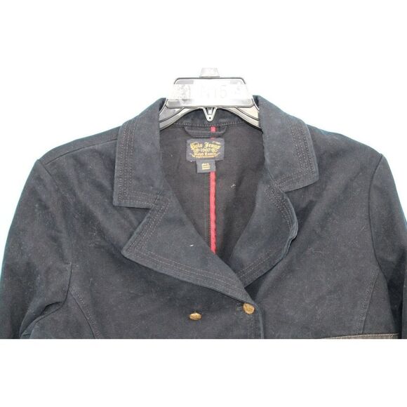 Vintage Polo Ralph Lauren Button Up Military Band Jacket Women XL Navy Blue - Picture 2 of 8